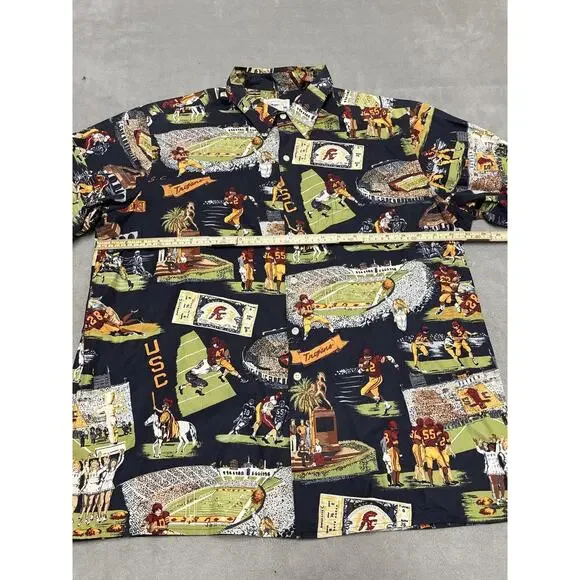USC Trojans Shirt Mens Large Black NCAA Football Hawaiian Aloha USA Cotton